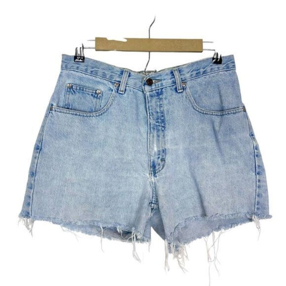 Anchor Blue Vintage Denim Shorts Distressed Womens Holes 90s High Rise Worn